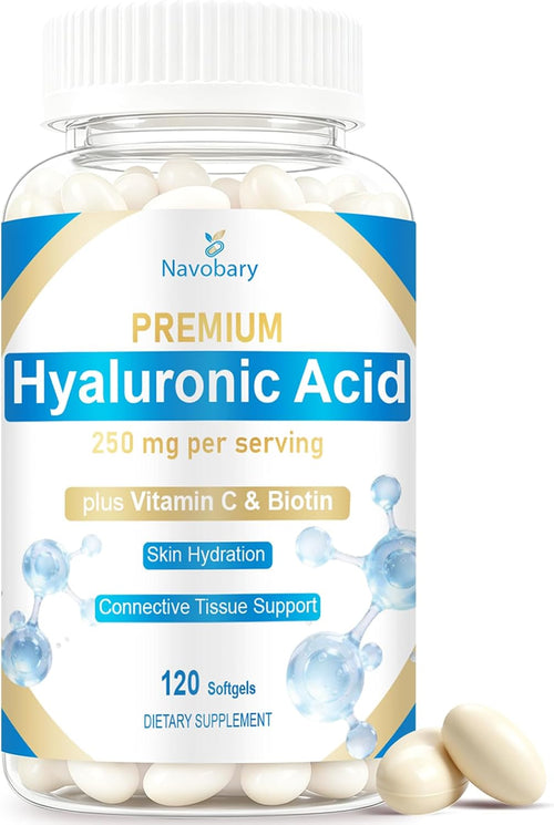 Hyaluronic Acid 250mg with Biotin 5000mcg & Vitamin C 25mg, Non-GMO Gluten Free - Women and Men