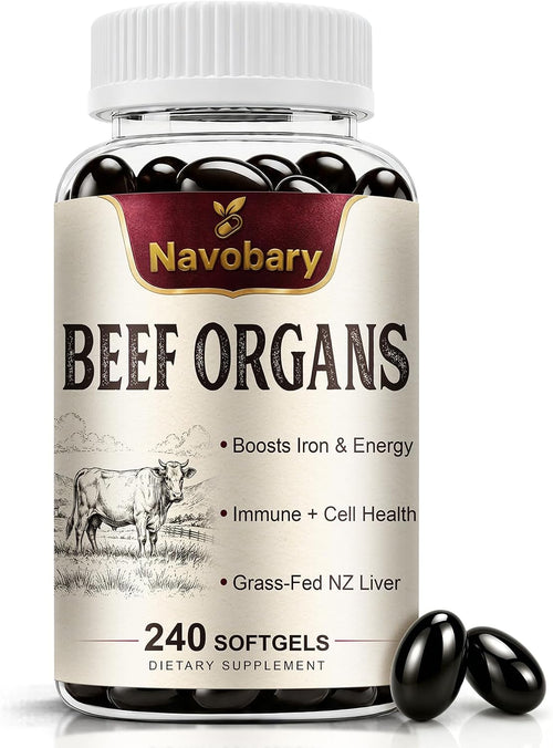 5-Organ Bovine Glandular Complex for Women: Uterus, Ovary, Liver, Kidney, Heart, Grass-Fed Pasture-Raised New Zealand, Freeze Dried Desiccated Multi Organ Softgel